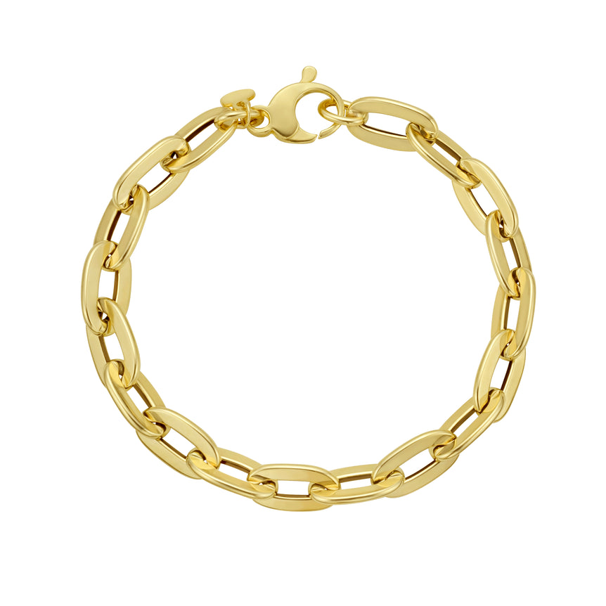14K Long Mirror Rolo Link Chain-Yellow | Lobster