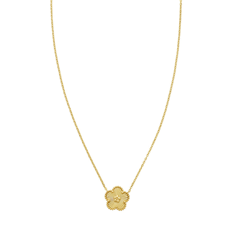 14K Radiating Flower Necklace-Yellow | Lobster