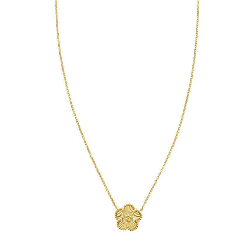 14K Radiating Flower Necklace-Yellow | Lobster