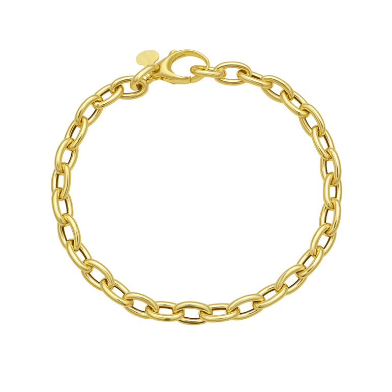 14K Charm Lock Rolo Chain-Yellow | Lobster