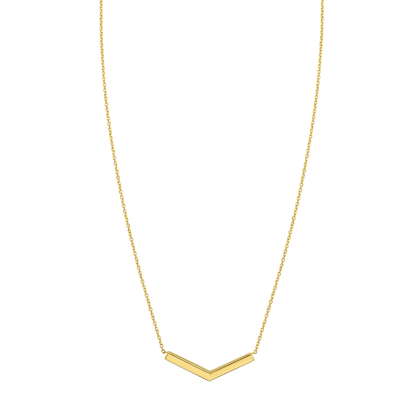 14K Chevron Necklace-Yellow | Spring Ring