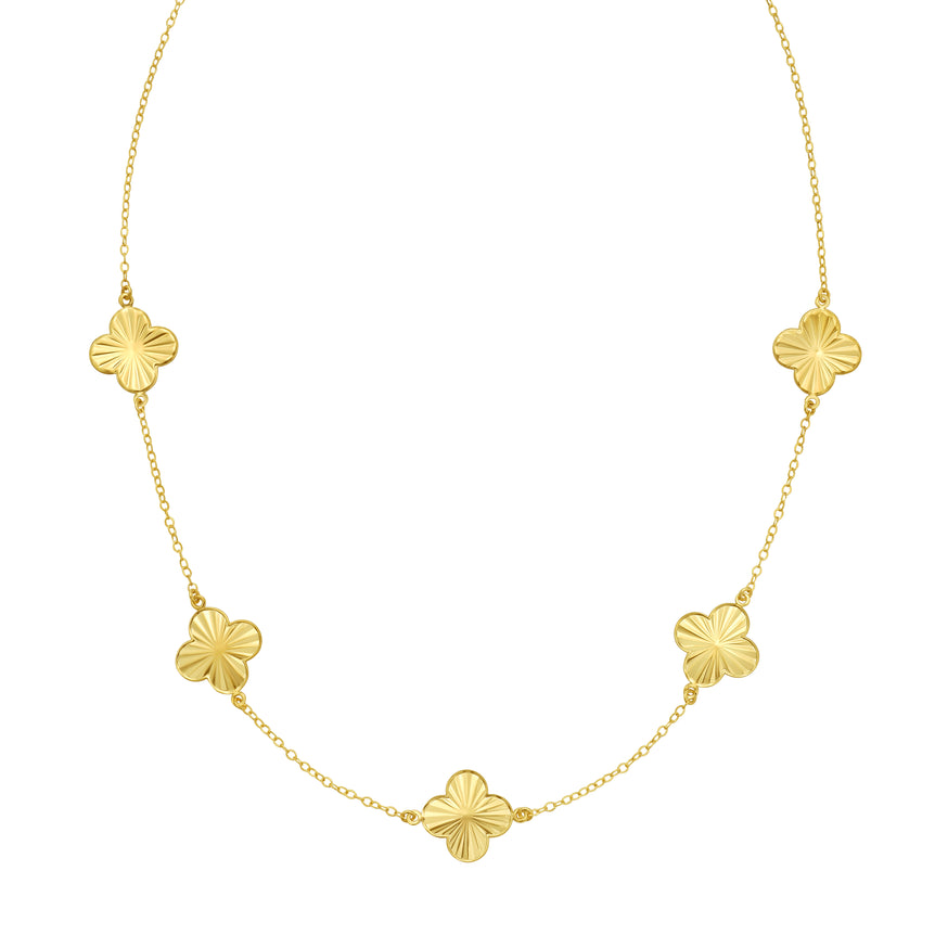 14K Golden Clover Necklace-Yellow | Spring Ring