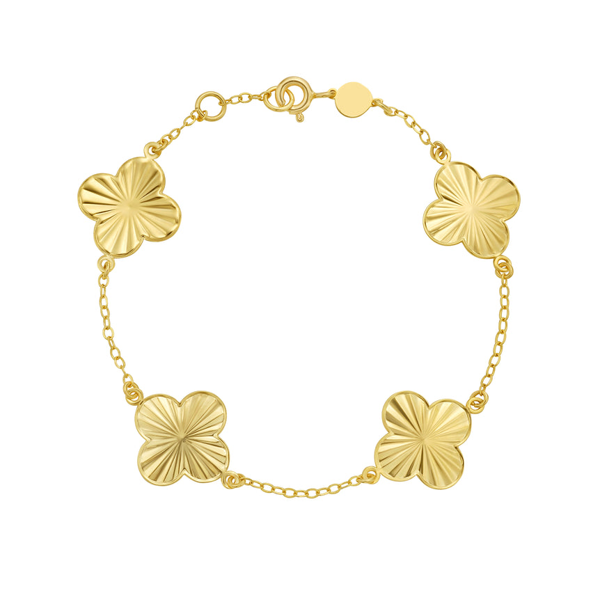14K Golden Clover Bracelet-Yellow | Spring Ring