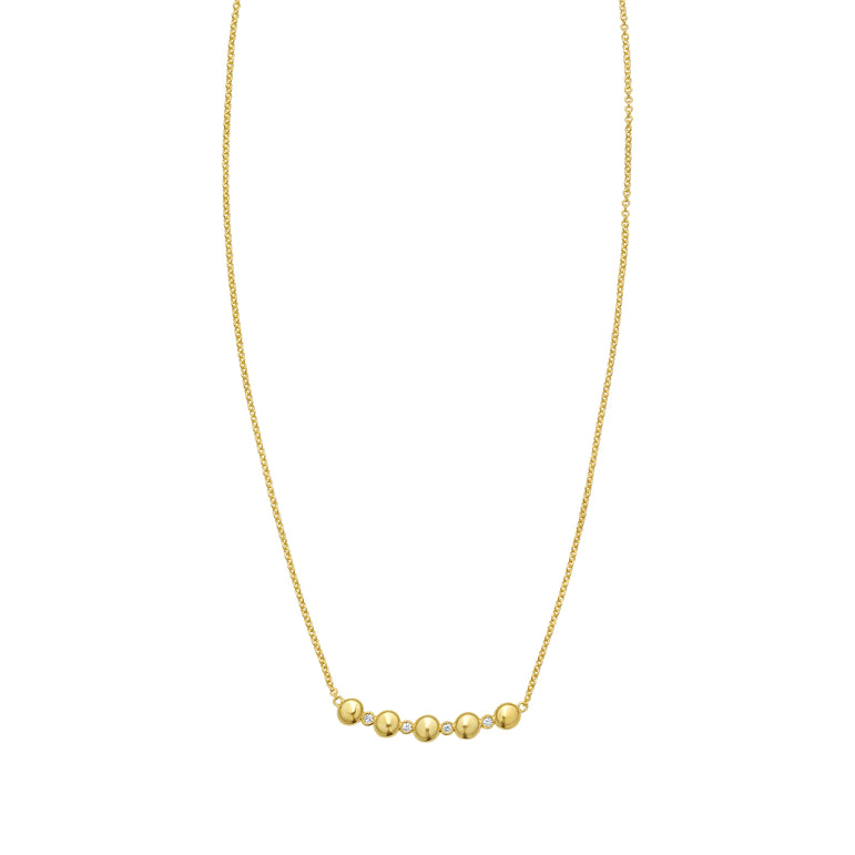 14K Diamond Bar Bauble Necklace-Yellow | Lobster