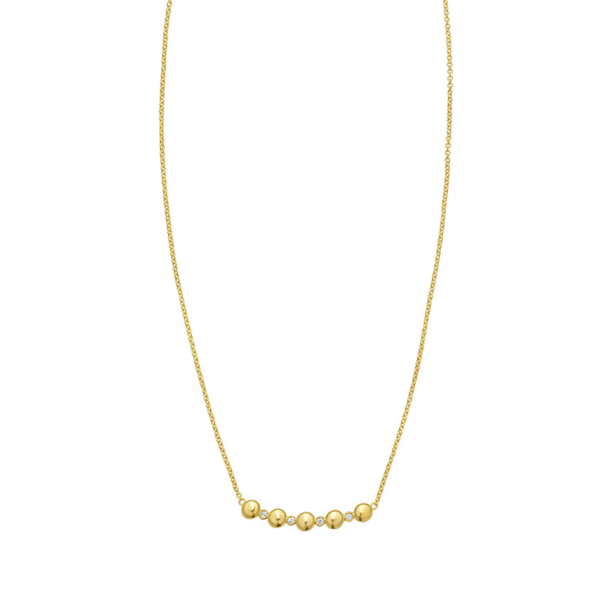 14K Diamond Bar Bauble Necklace-Yellow | Lobster