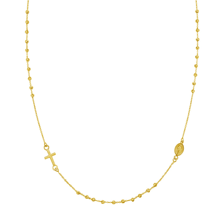 14K Rosary Necklace-Yellow | Spring Ring