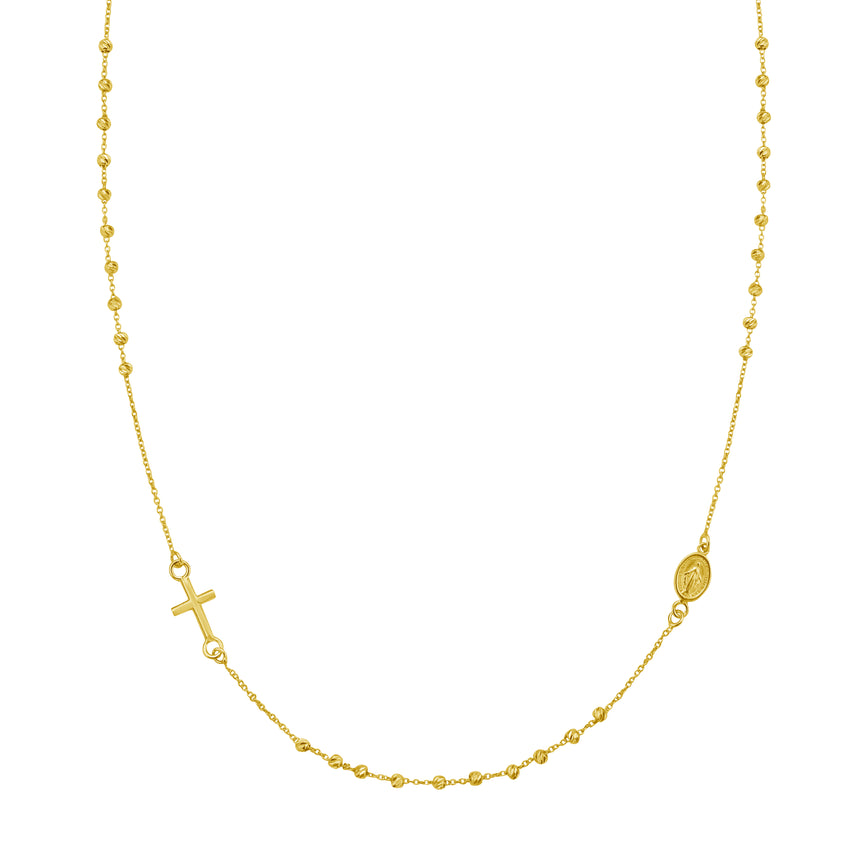 14K Rosary Necklace-Yellow | Spring Ring