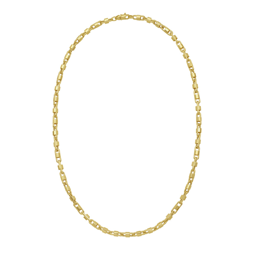 14K Gold Square Byzantine Necklace-Yellow | Lobster
