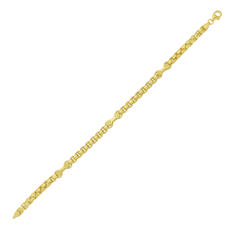 14K Gold Round Box Hardware Bracelet-Yellow | Lobster