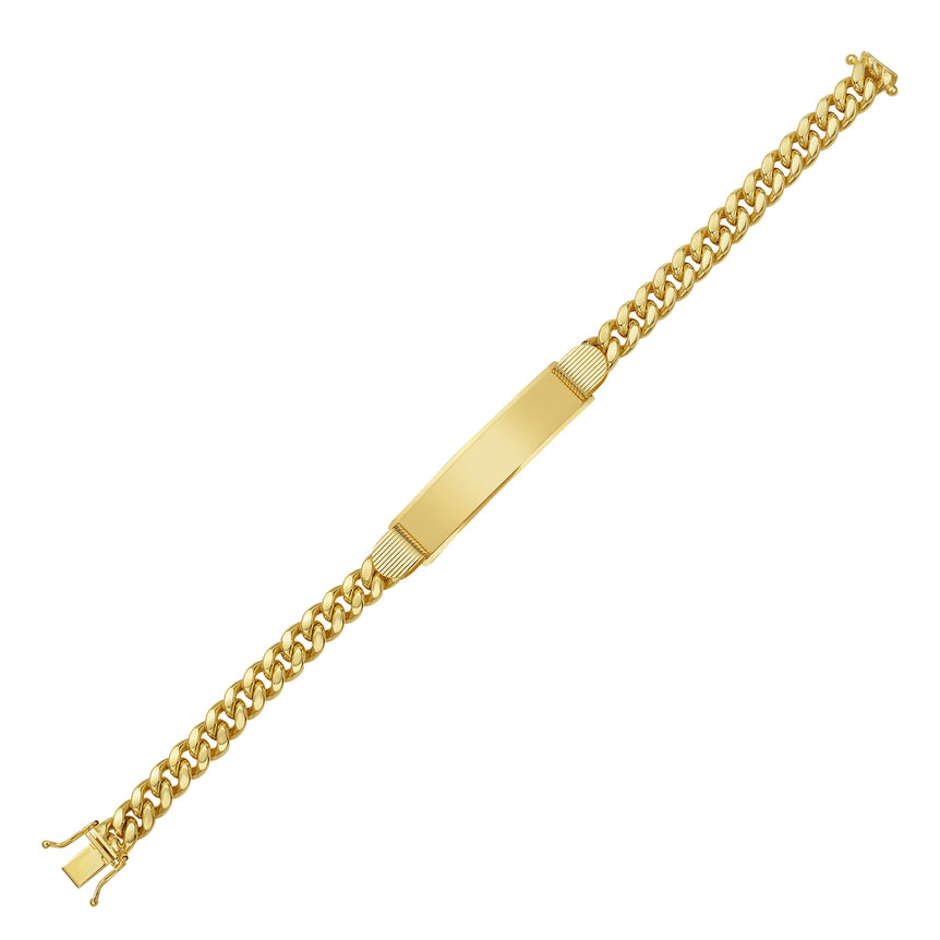 14K Gold 7.2mm Lite Cuban ID Bracelet-Yellow | Lobster