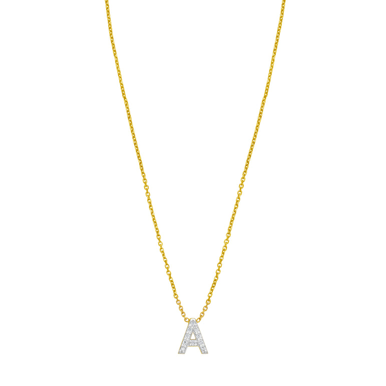 14K Mini Diamond A Initial-Yellow | Spring Ring