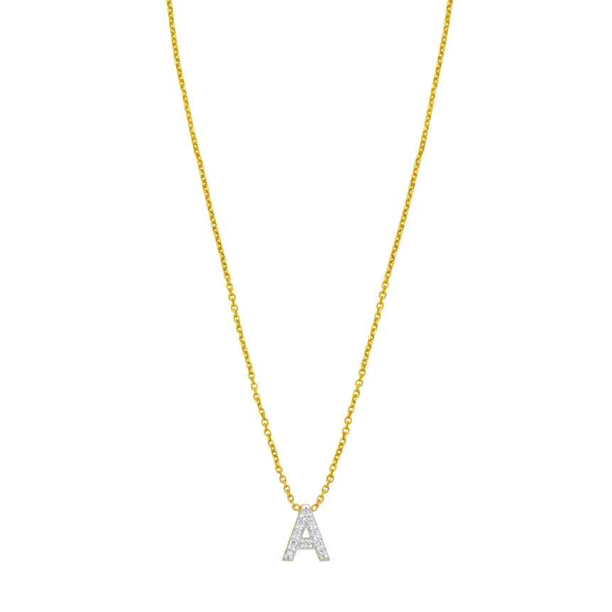 14K Mini Diamond A Initial-Yellow | Spring Ring