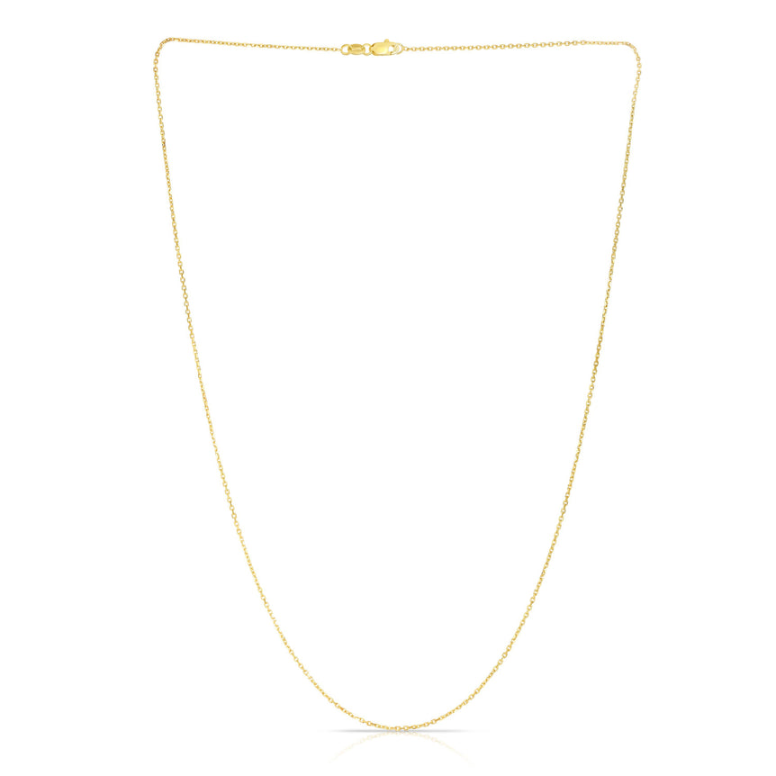 14K Gold 0.87mm Diamond Cut Cable Chain-Yellow | Lobster