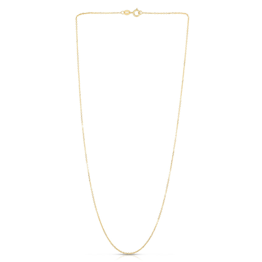 14K Gold 1.1mm Diamond Cut Cable Chain -Yellow | Spring Ring