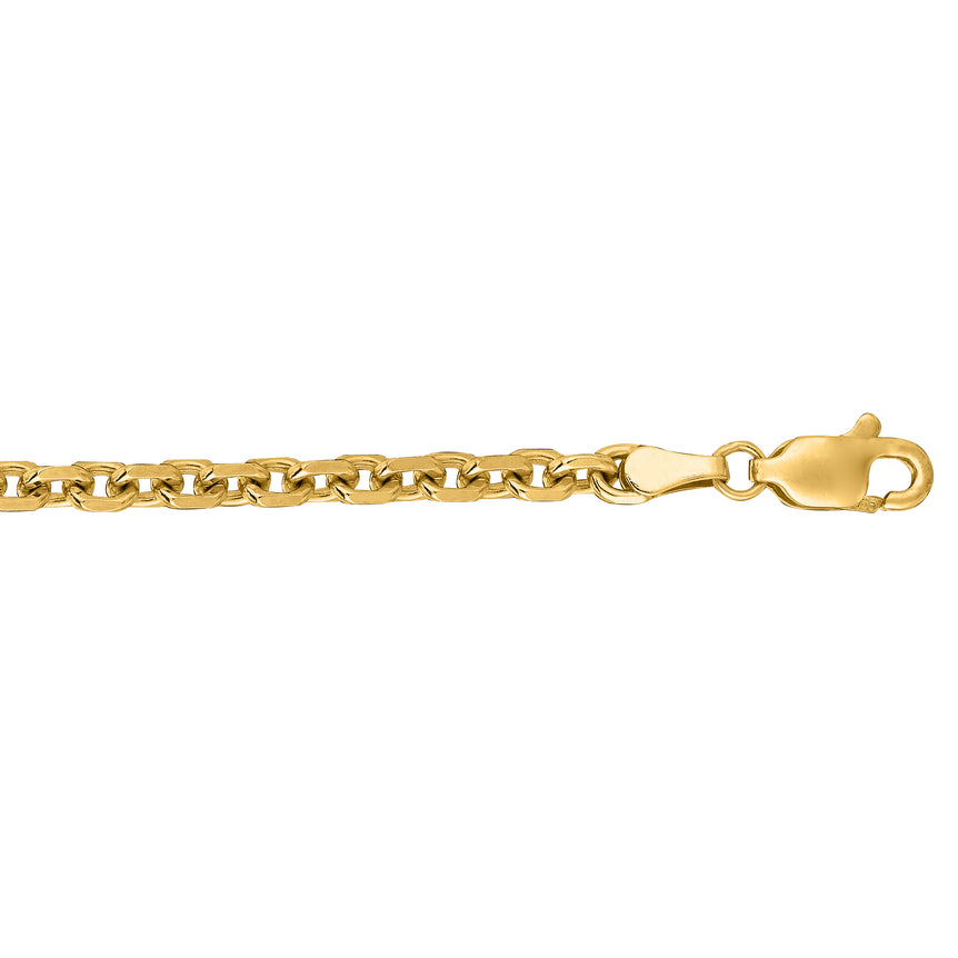 14K Gold 3.7mm Diamond Cut Cable Chain-Yellow | Lobster