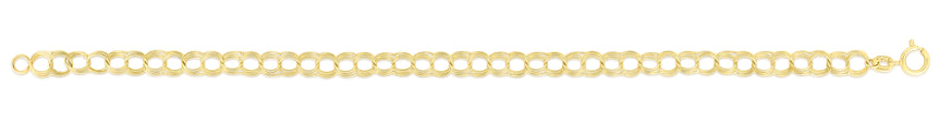 14K Gold Small Double Link Charm Bracelet -Yellow | Spring Ring