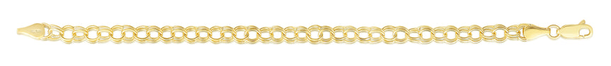 14K Gold Small Double Link Charm Bracelet -Yellow | Lobster