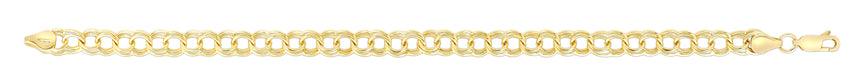 14K Gold Medium Double Link Charm Bracelet-Yellow | Lobster