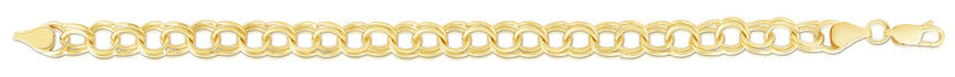 14K Gold 7mm Medium Double Link Charm Bracelet-Yellow | Lobster