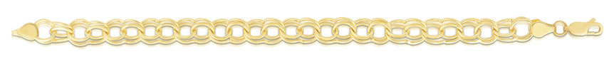 14K Gold 8mm Large Double Link Charm Bracelet-Yellow | Lobster