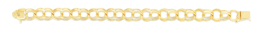 14K Gold 10mm Large Double Link Charm Bracelet-Yellow | Lobster