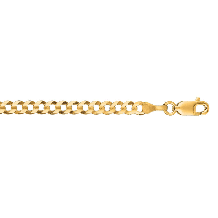 14K Gold 3.2mm Comfort Curb Chain -Yellow | Lobster
