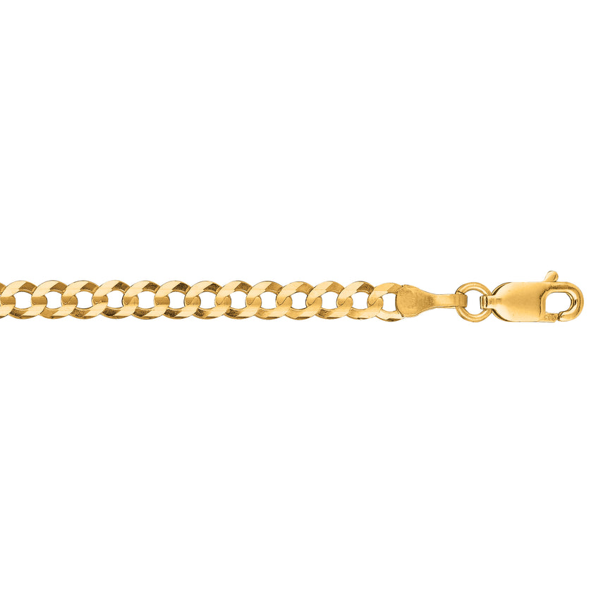 14K Gold 3.6mm Comfort Curb Chain -Yellow | Lobster