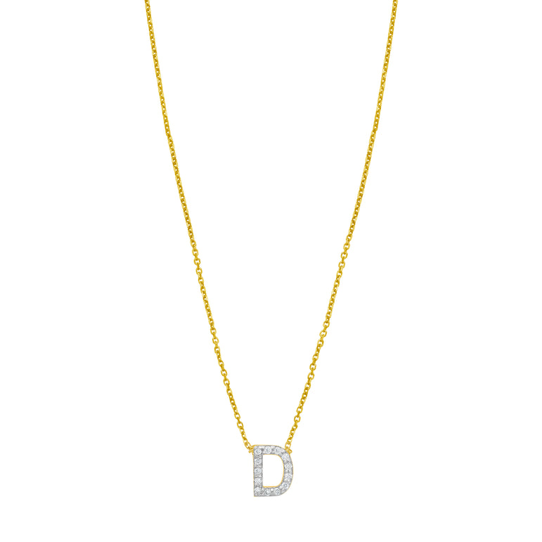 14K Mini Diamond D Initial-Yellow | Spring Ring