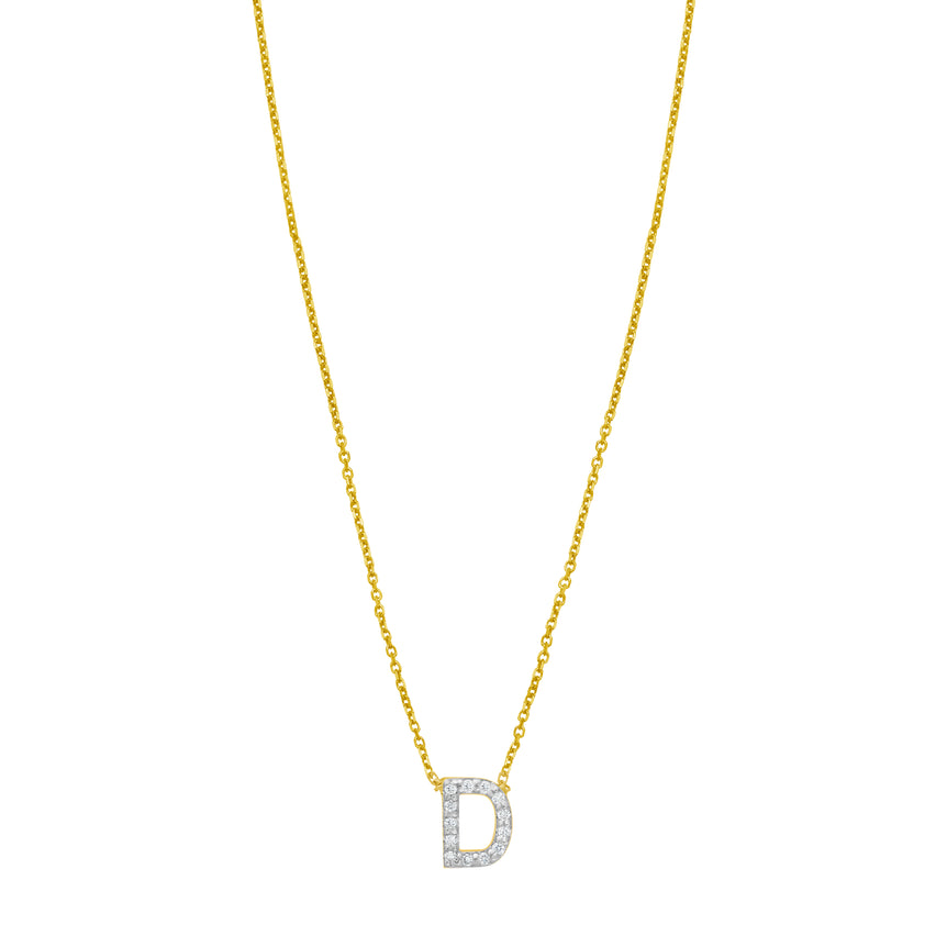 14K Mini Diamond D Initial-Yellow | Spring Ring