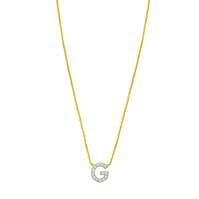 14K Mini Diamond G Initial-Yellow | Spring Ring