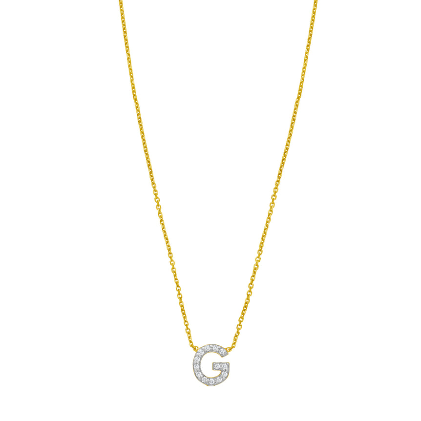 14K Mini Diamond G Initial-Yellow | Spring Ring