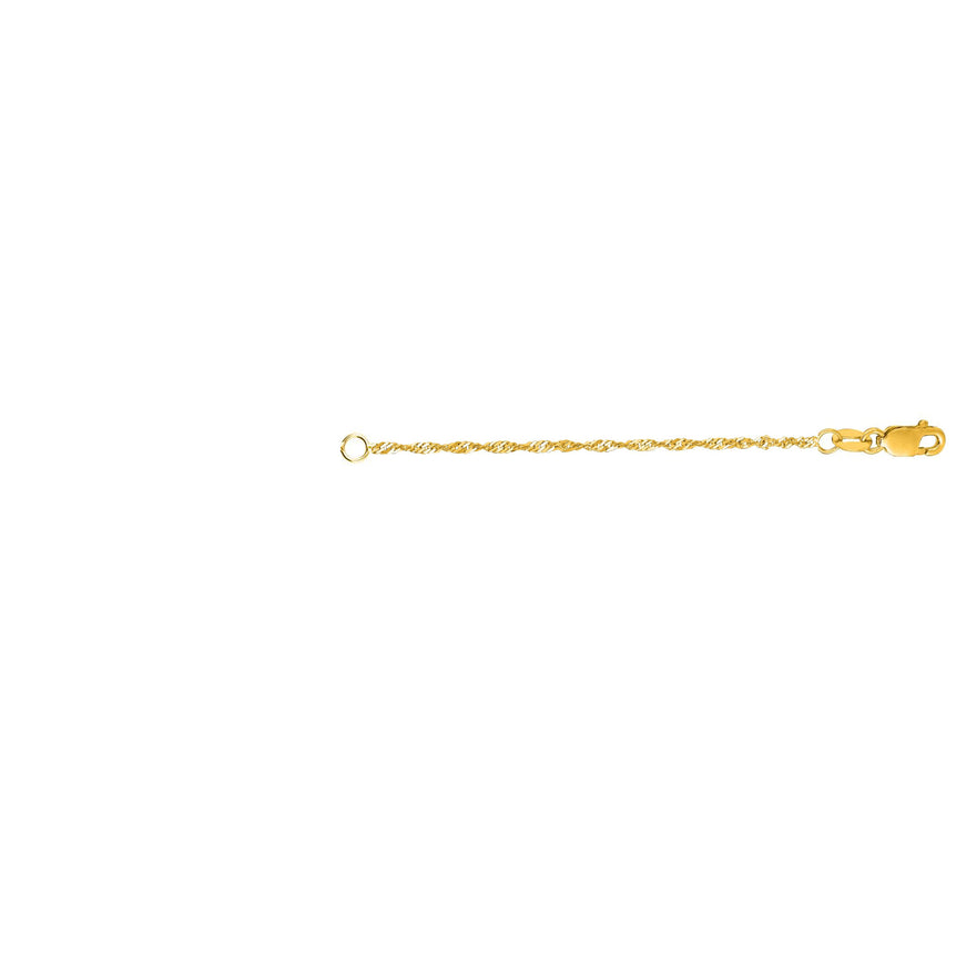 14K Gold 1.8mm Rope Chain 3" Extender-Yellow | Lobster