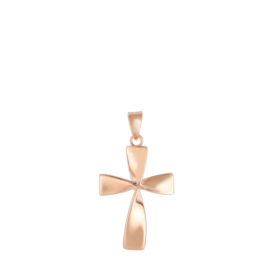 14K Gold Twist Cross-Rose