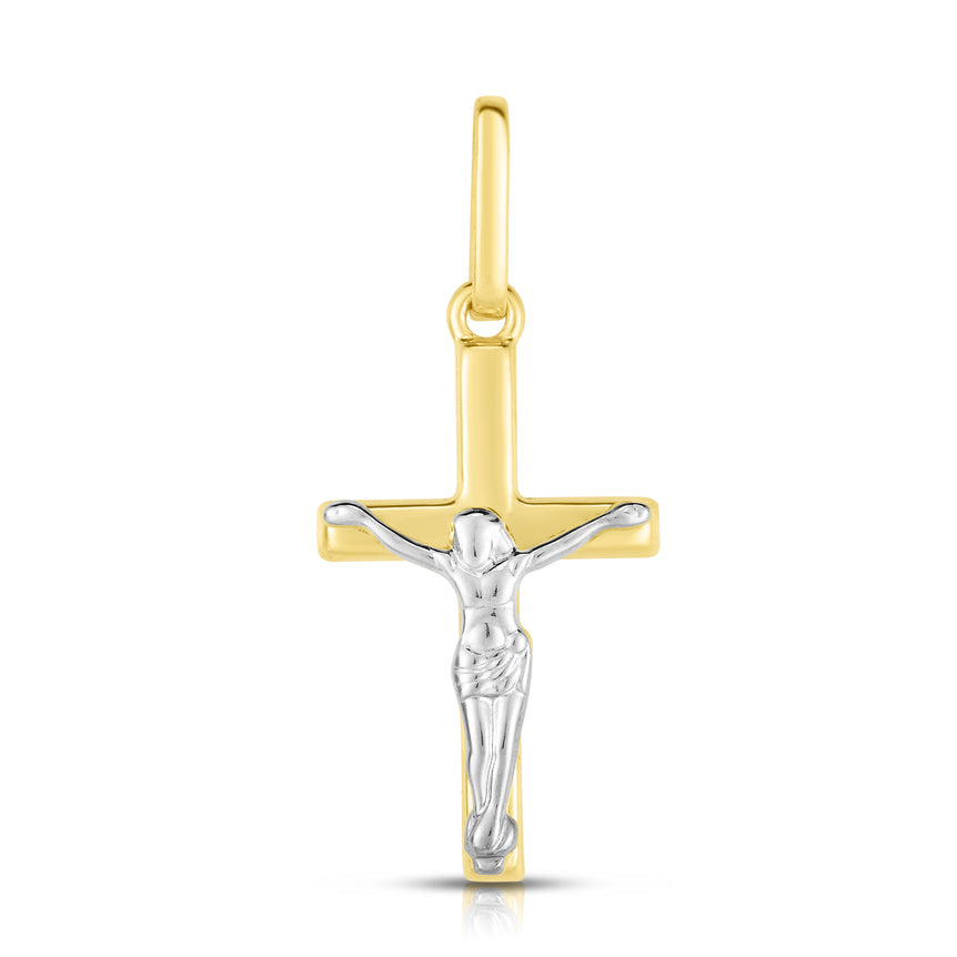 14K Gold Mini Crucifix Cross-Two-tone