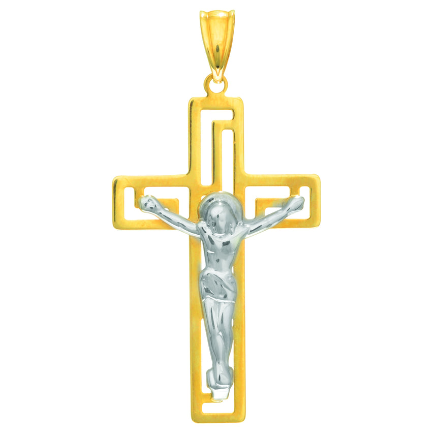 14K Gold Open Back Crucifix Cross-Yellow