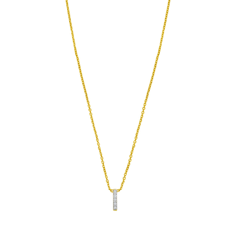 14K Mini Diamond I Initial-Yellow | Spring Ring
