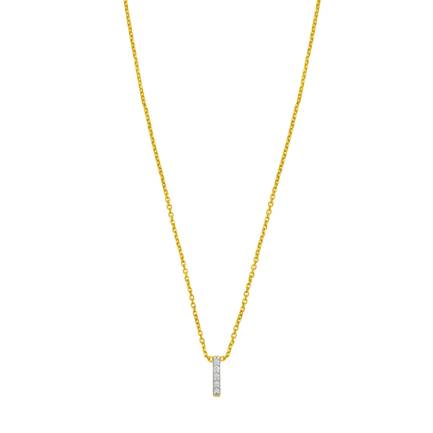 14K Mini Diamond I Initial-Yellow | Spring Ring