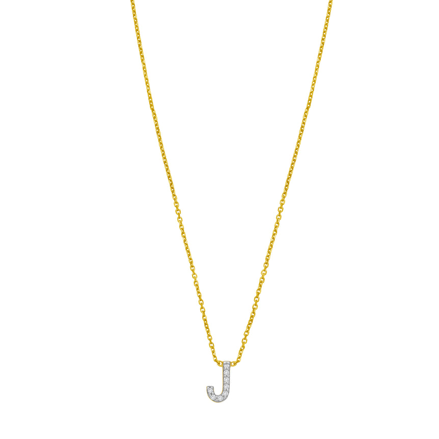 14K Mini Diamond J Initial-Yellow | Spring Ring