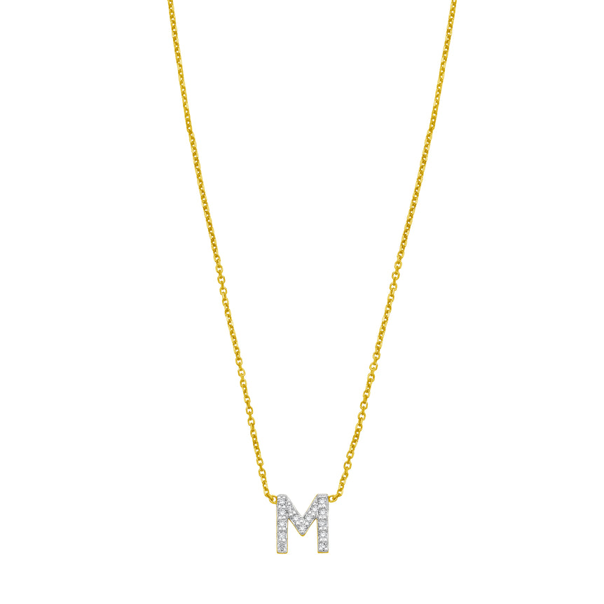 14K Mini Diamond M Initial-Yellow | Spring Ring