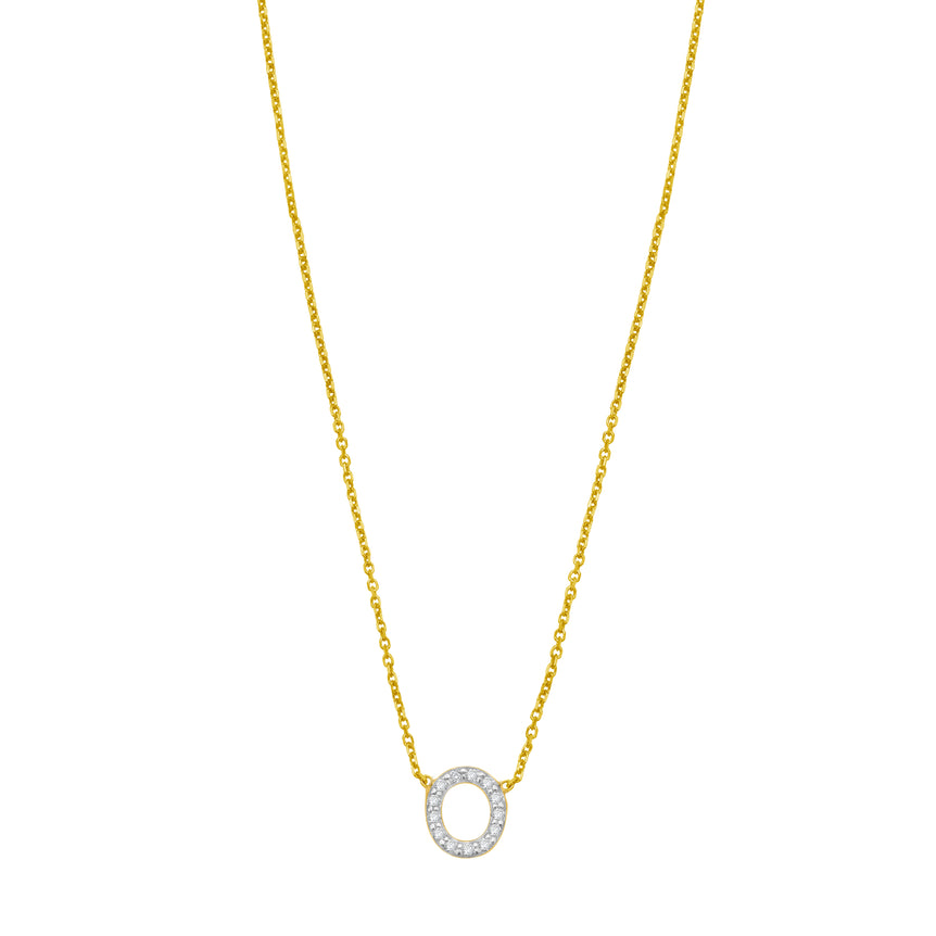 14K Mini Diamond O Initial-Yellow | Spring Ring