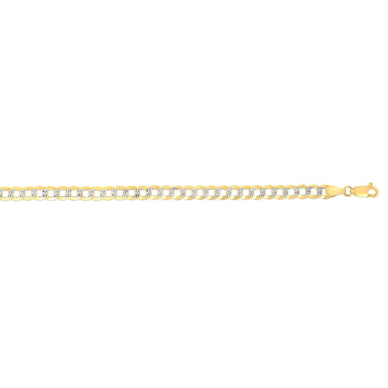 14K Gold 4.6mm White Pave Curb Chain -Yellow | Lobster