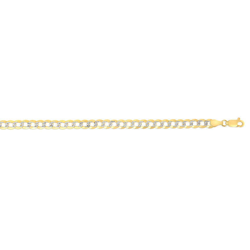 14K Gold 4.6mm White Pave Curb Chain -Yellow | Lobster