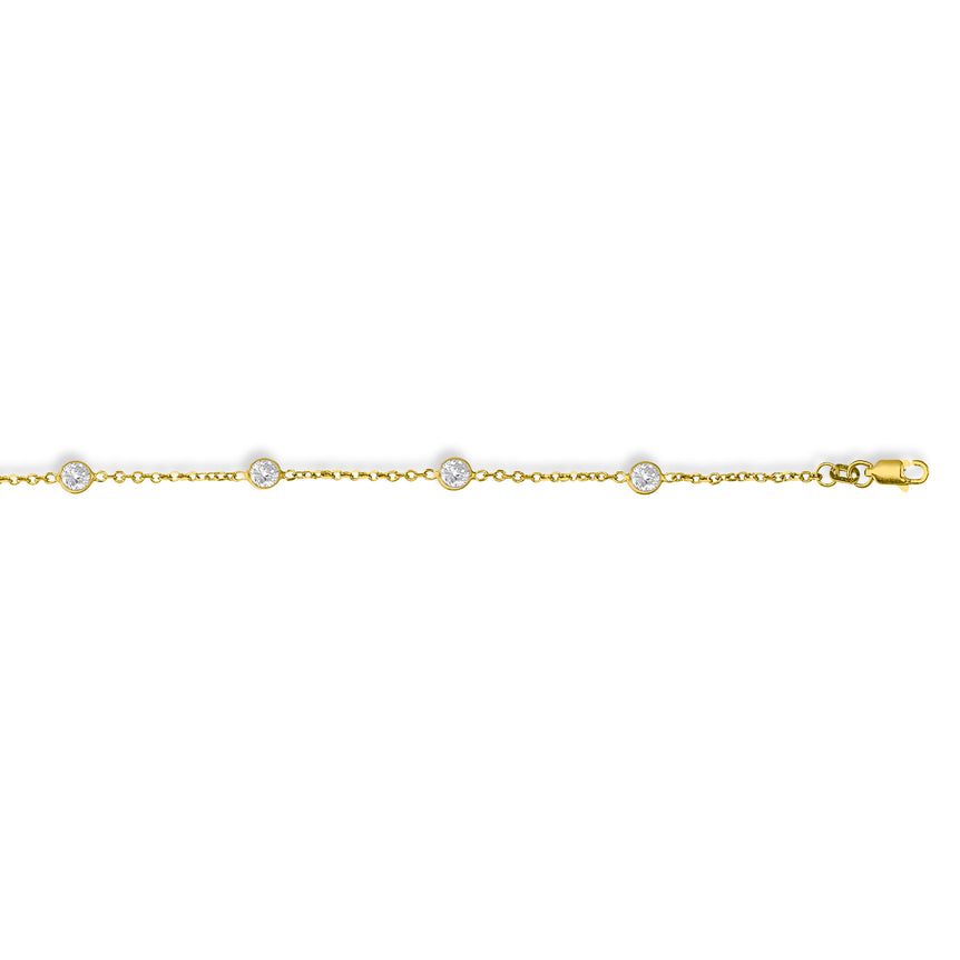 14K Gold CZ by the Yard Anklet-Yellow | Lobster
