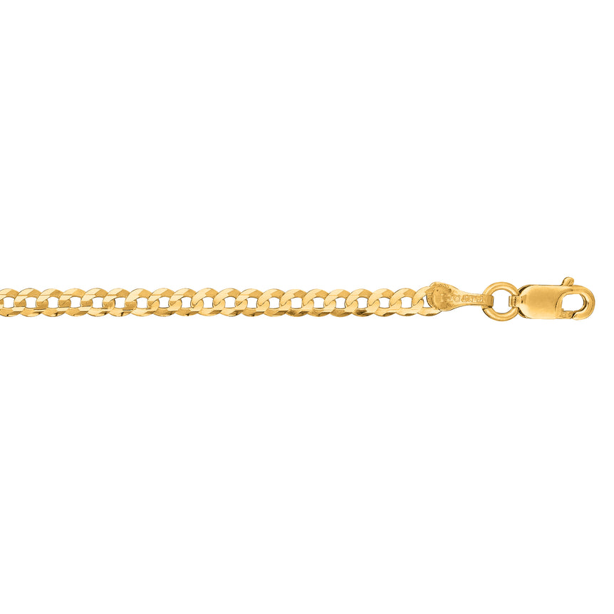 14K Gold 2.6mm Comfort Curb Chain-Yellow | Lobster