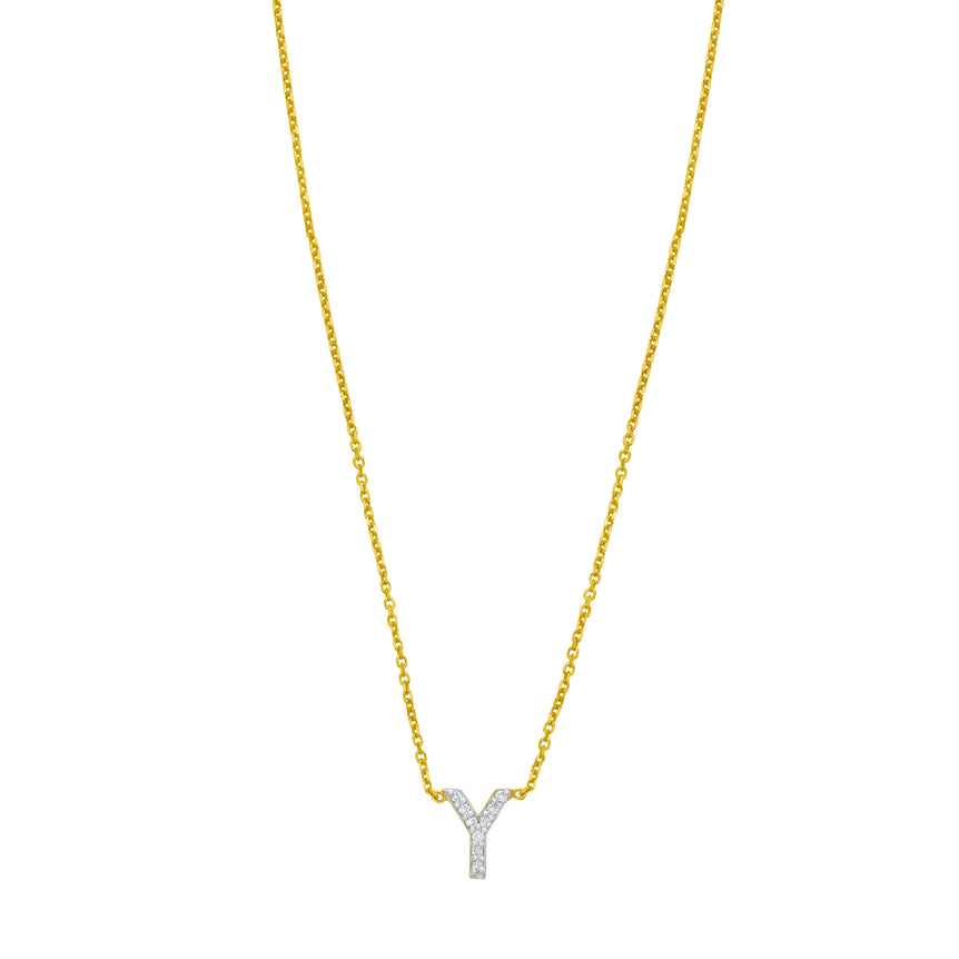 14K Mini Diamond Y Initial-Yellow | Spring Ring