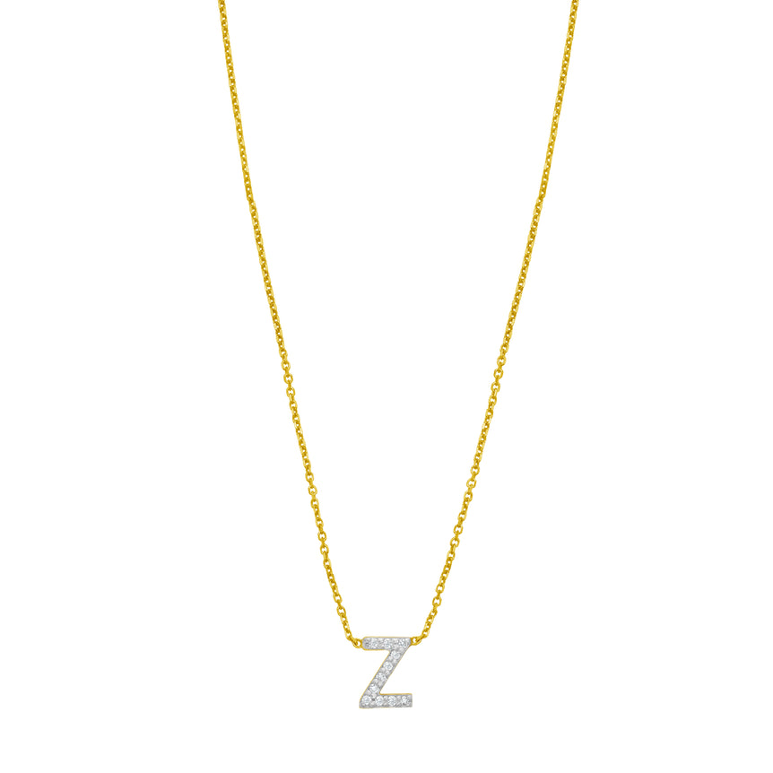 14K Mini Diamond Z Initial-Yellow | Spring Ring