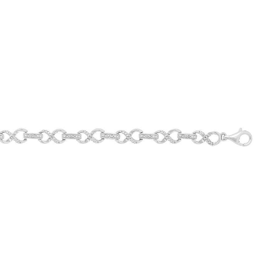 Silver Infinity .10ct Diamond Accent Link Bracelet-White | Lobster