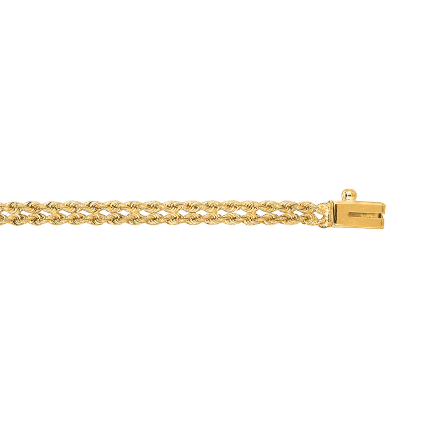 14K Gold 3.4mm Multi-Row Rope Chain Bracelet-Yellow | Box with Figure 8