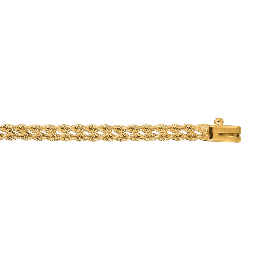 14K Gold 3.9mm Multi-Row Rope Chain Bracelet-Yellow | Box with Figure 8