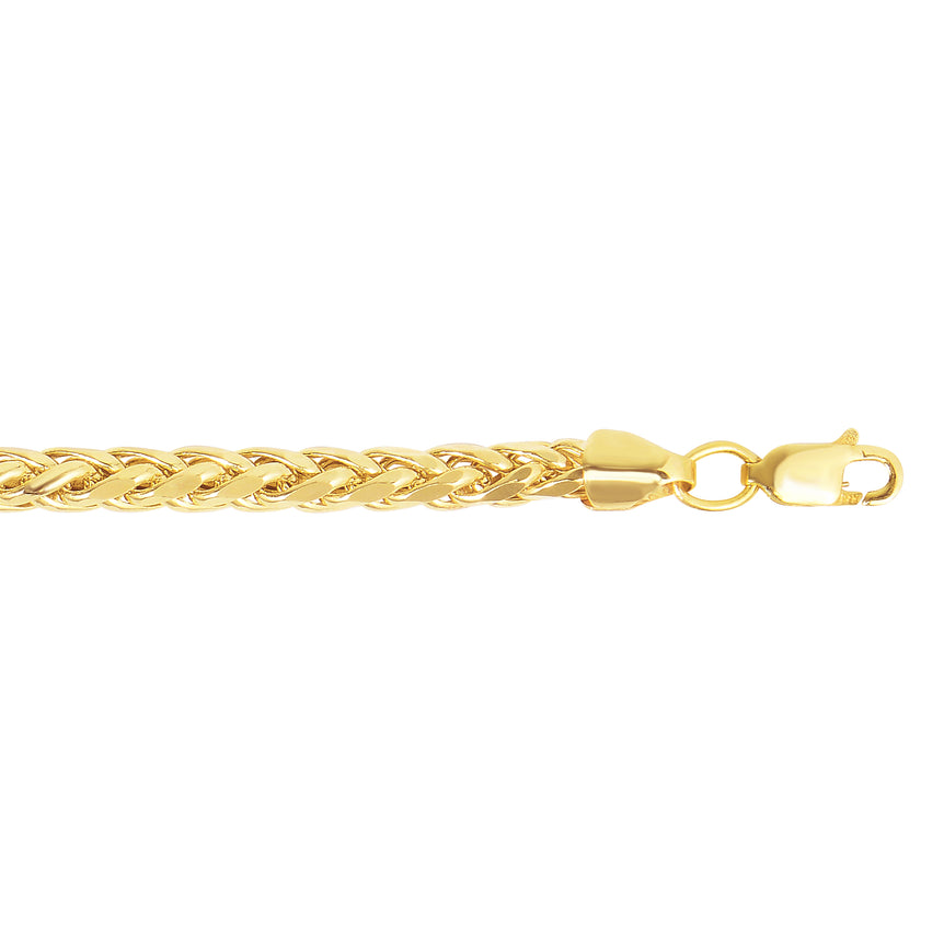 14K Gold 8" 4.1mm Diamond Cut Lite Round Wheat Chain -Yellow | Lobster